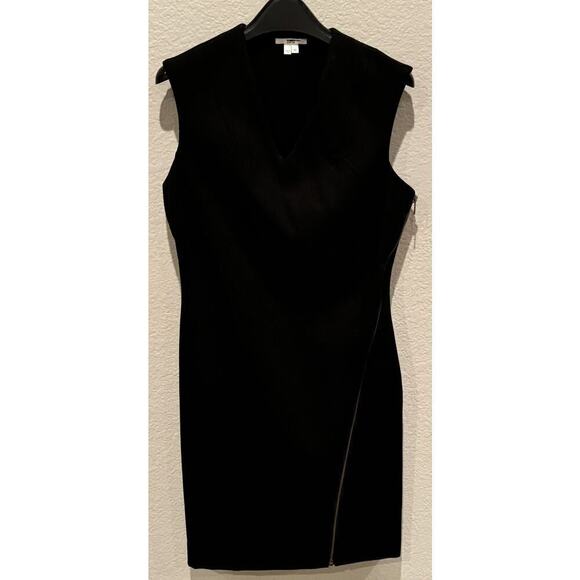 HELMUT Moto Stretch Angle Zipper Poly-Blend Dress Size Medium - Picture 9 of 9